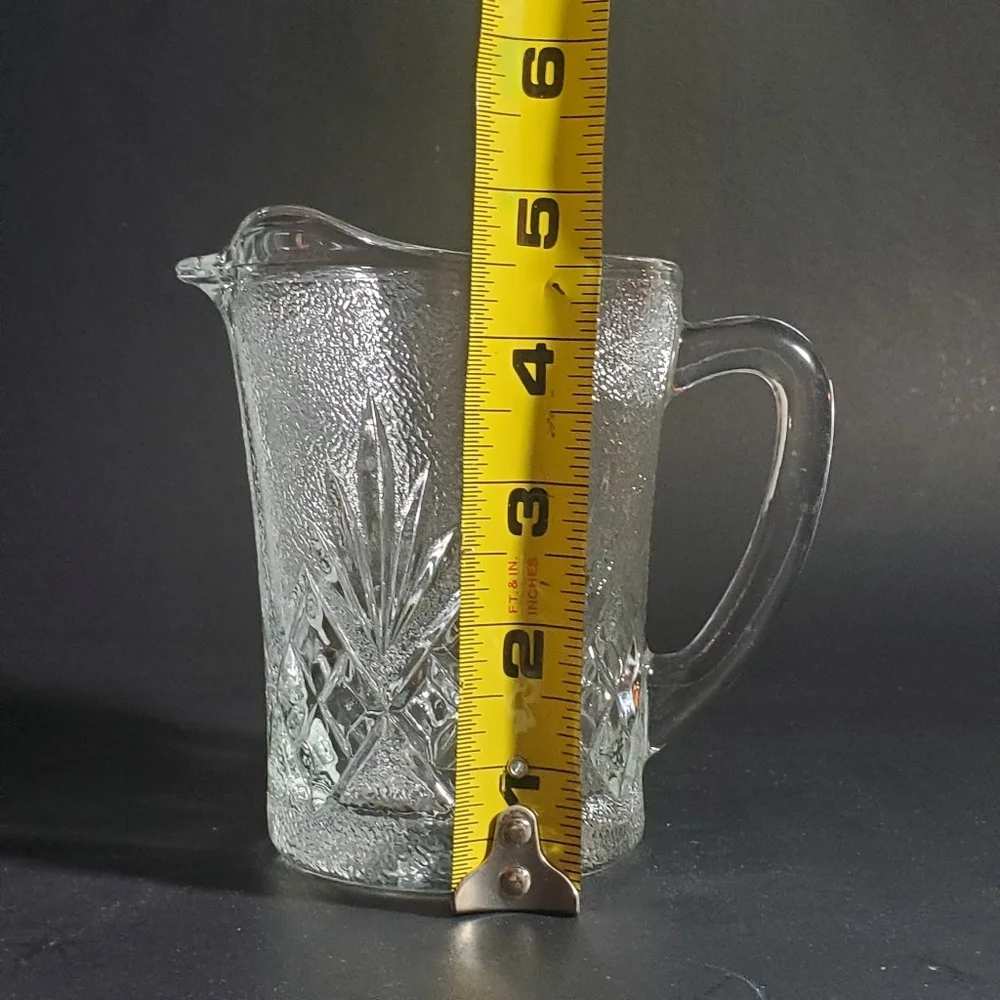 Vintage Glass Creamer, Small Textured Pitcher with 